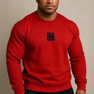 Sweatshirts: Unisex Heavy Blend Crewneck Sweatshirt — USA USO - Black Embroidered - AU/NZ/USA