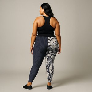 Bottoms: IslandPlus - 2XL to 6XL Leggings - Blue Bloom - AU/NZ/USA
