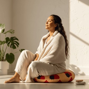 Samoa Week: Large Tufted Floor Pillow - Samoan Flag Heart - AU/NZ/USA
