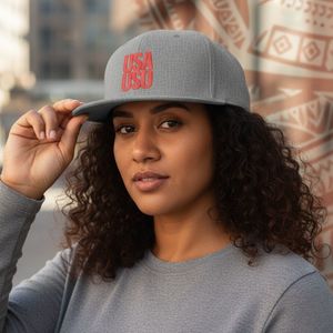 Flat Bill Snapback Hat — USA USO - Red Embroidery - AU/NZ/USA