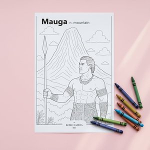 Downloadable Learn and Colour Sheet - Mauga - AU/NZ/USA
