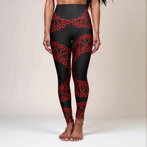 IslandRise High-Waisted Yoga Leggings - Tonga Black & Red - USA