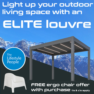 TLP Elite 3mx3mx2.7m Louvre Pergola LED - Free Standing Electric Motor