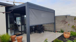 TLP Louvre Track Blinds - Grey Frame - 2661mm x 2320mm (3m side)