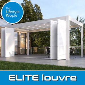 Louvre Pergolas: TLP Elite 6mx3mx2.7m Louvre Pergola LED - Free Standing Electric Motor