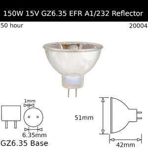 Reflector: EFR 150W 15V GZ6.35 A1/232 - Osram Code 64634
