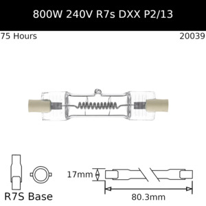 DXX 230v 800w R7S P2/13 - 80mm - Osram Code 64571