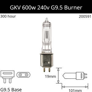 Burner Metal Base: GKV 600w 240v G9.5 - Osram 64716