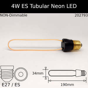 Led Neon Bulb: 4W ES Tubular Shape Neon Led