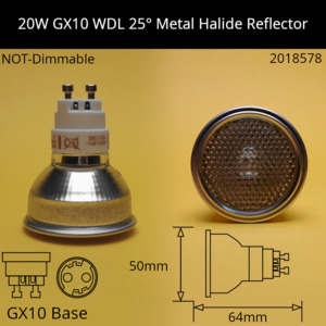Metal Halide Reflector: 20W GX10 25° WDL 830 Warm White Metal Halide Reflector