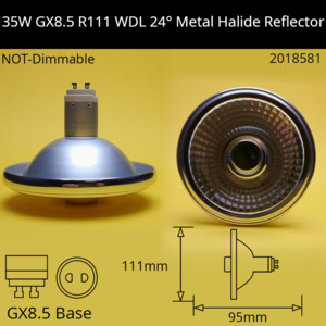 Metal Halide Reflector: 35W GX8.5 R111 24° WDL Warm White 930 Reflector Metal Halide