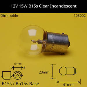 12V 15W B15s / Ba15s (SCC) Automotive / Miniature Incandescent Bulb