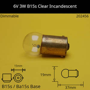 6V 3W B15s / Ba15s (SCC) Automotive / Miniature Incandescent Bulb