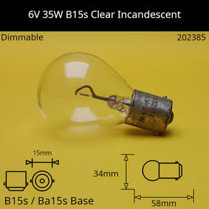 Miniature Bulbs: 6V 35W B15s / Ba15s (SCC) Automotive / Miniature Incandescent Bulb