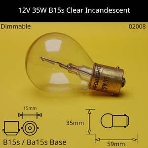 12V 35W B15s / Ba15s (SCC) Automotive / Miniature Incandescent Bulb