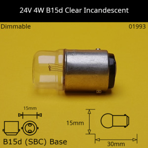 24V 4W B15d / Ba15d (SBC) Automotive / Miniature Incandescent Bulb