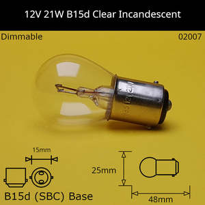 12V 21W B15d / Ba15d (SBC) Automotive / Miniature Incandescent Bulb