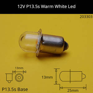 12V P13.5S Warm White LED Torch Bulb