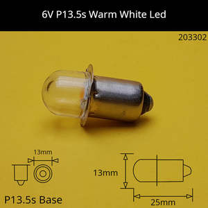 6V P13.5S Warm White LED Torch Bulb