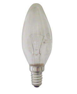 Incandescent Candle Lamp 25 Watt Ses base Clear Plain
