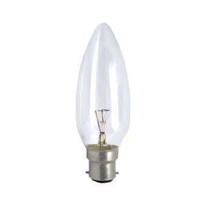 Specialist Lamps: BC Candle 47mm Plain Clear Glass The Lighting Centre NZ