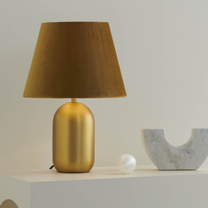 Table Lamps: Misty Brass Desk Lamp with Gold Velevet Shade The Lighting Centre NZ