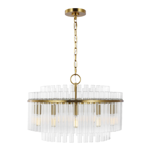 Beckett 610mm 12 Light Brass Pendant with Clear Glass The Lighting Centre NZ
