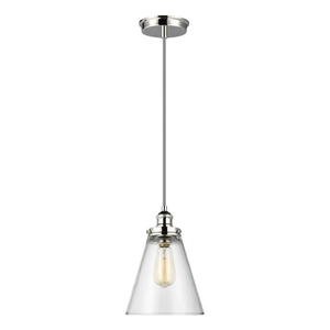 Pendants: Baskin Mini Pendant with Cone Shaped Clear Glass The Lighting Centre NZ