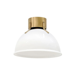 Argo Ceiling Light Opal Glass Shade with Brass Accents The Lighting Centre NZ