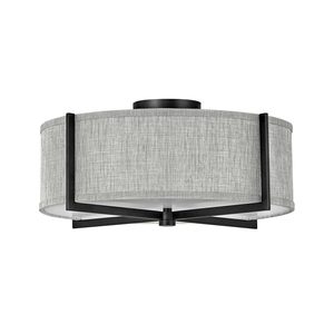 Semi Flush: Axis Black Ceiling Light with Grey Linen Shade The Lighting Centre NZ