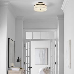 Cordtlandt Ceiling Light 480mm with White Linen Shade The Lighting Centre NZ