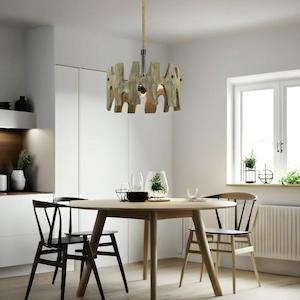 Hopi Pendant Light 3xE27 in Grey Finish Wood Shade w/ Bronze Iron Rod CLA Lighti&hellip;