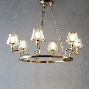 Sienna Glass Chandelier 6 Arms in Brass Emac & Lawton Lighting - ELPIM30578AB