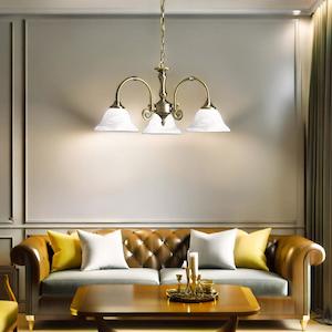 Federation Lights: Heritage Pendant Light 3Lt/5Lt E27 Brass Superlux Lighting - R9353-3P-AB, R9355-5P-AB