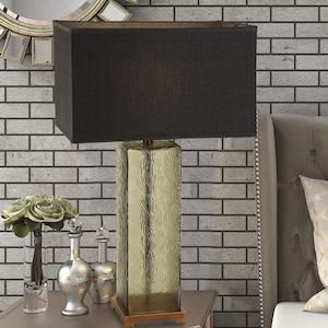 Wilson Table Lamp 25w E27 in Antique Brass Amber Glass Telbix Lighting - WILSON TL-AB/AM