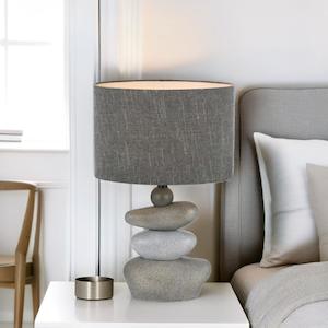 Scandinavian Lights: Sandy Table Lamp Modern Stone Grey/Linen E27 40W Max 520mm Telbix - SANDY TL-ST/GR