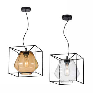 Industrial Lights: Sempre Pendant Suspended Amber, Clear Telbix - SEMPRE PE26-BKAM, SEMPRE PE26-BKCL