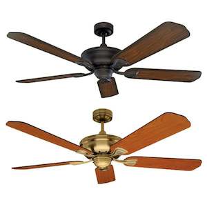 Fan W O Light: Healey Ceiling Fan 1300mm (52") in Antique Brass/Rubbed Bronze/White Mercator Lighting - PL-FC490135