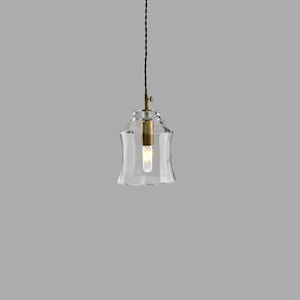 Tulip Pendant Light Small in Aged Brass and Clear Glass