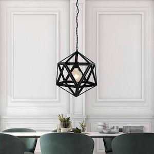 Industrial Pendant Light: Geo 1 Pendant Industrial Geometric 1 Light Satin Black Oriel Lighting - SL64531BK