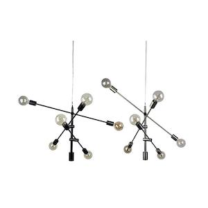 Industrial Pendant Light: Chelsea Pendant Geometric 6L E27 Pivot Arms Oriel Lighting - SL64406AB, SL64406BK