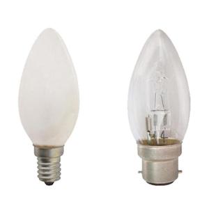 E14 Globes: 18w, 28w Halogen B22, E27, B15, E14 Candle Globe Warm White 2800k PL-CLAHACAN Dimmable