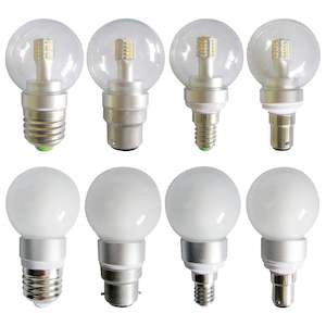 E14 Globes: 4w LED E27, B22, E14, B15 Fancy Round Globe Warm White 3000k, Daylight 5000k