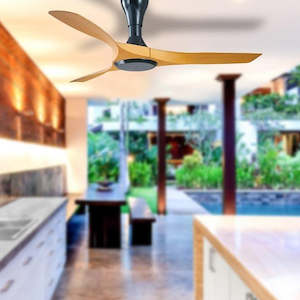 Abs Fans: Seattle DC 56" (1400mm) DC Ceiling Fan w/ 3 Blade in Light Oak or Walnut Ventair - SEA1403LO-DC, SEA1403WN-DC
