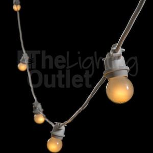 Scandinavian Lights: White 20 Meter Festoon Lighting 25w Frosted Fancy Round Globes