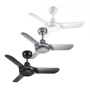 Fan W O Light: Spyda 36" (900mm) AC Ceiling Fan 3 Blade in Satin White, Matte Black or Titanium Ventair - SPY903