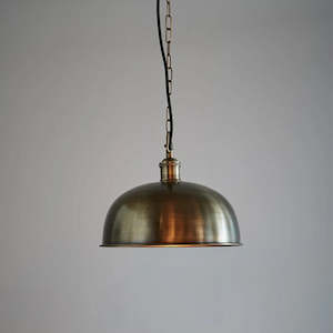 Industrial Pendant Light: Jena Solid Brass Dome Pendant Light E27 in Antique Brass Zaffero - ZAF50273