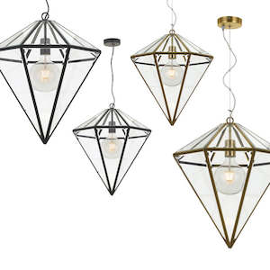 Talia Pendant Light in Antique Brass or Black (Small or Medium) Telbix Lighting - TALIA-PE