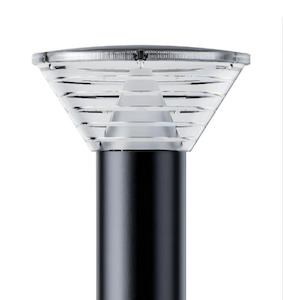 Commercial Lighting: Bruen Commercial Solar Bollard Light Matt Black With Dual Temp 12+ Hours Light PL-Bruen