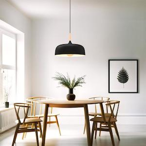 Olena Pendant Light 1Lt Matt Black, Matt White
